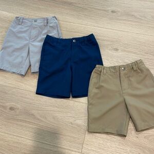 Boys size 5 Under Armour golf shorts, set of 3 (khaki, navy & gray)